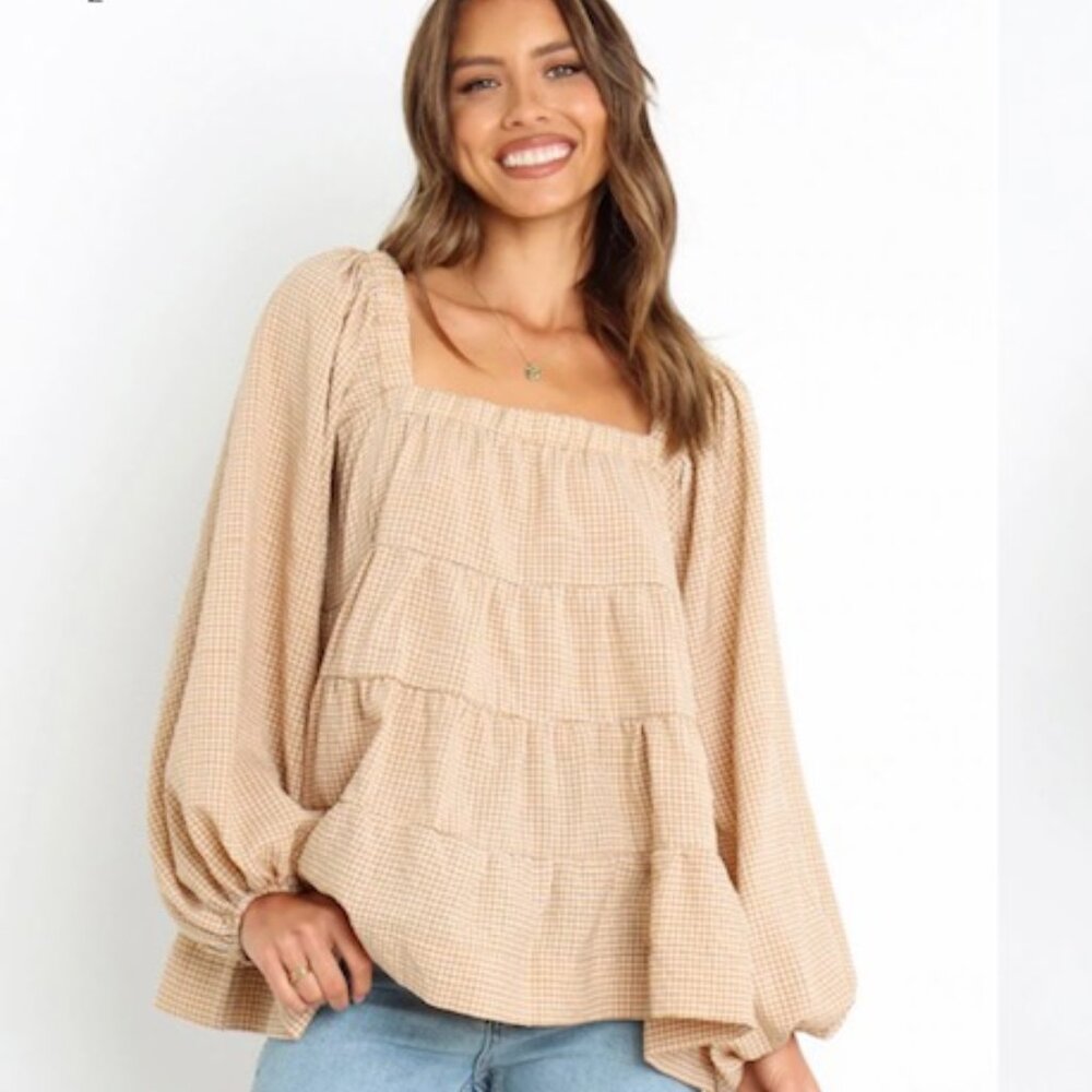 PETAL & PUP MAREN TOP - CAMEL SZ US6